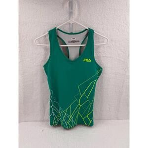 Fila Green Racerback Sleeveless‎ Graphic Design Brand Logo Tank Top Womens